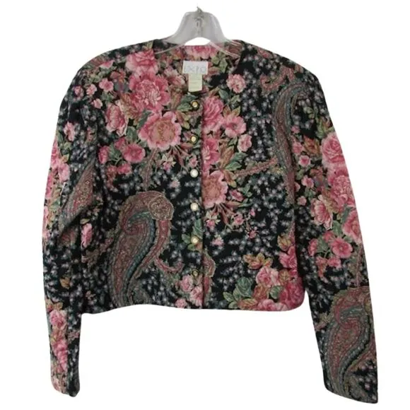 Vintage Expo Quilted Floral Paisley Jacket Blazer