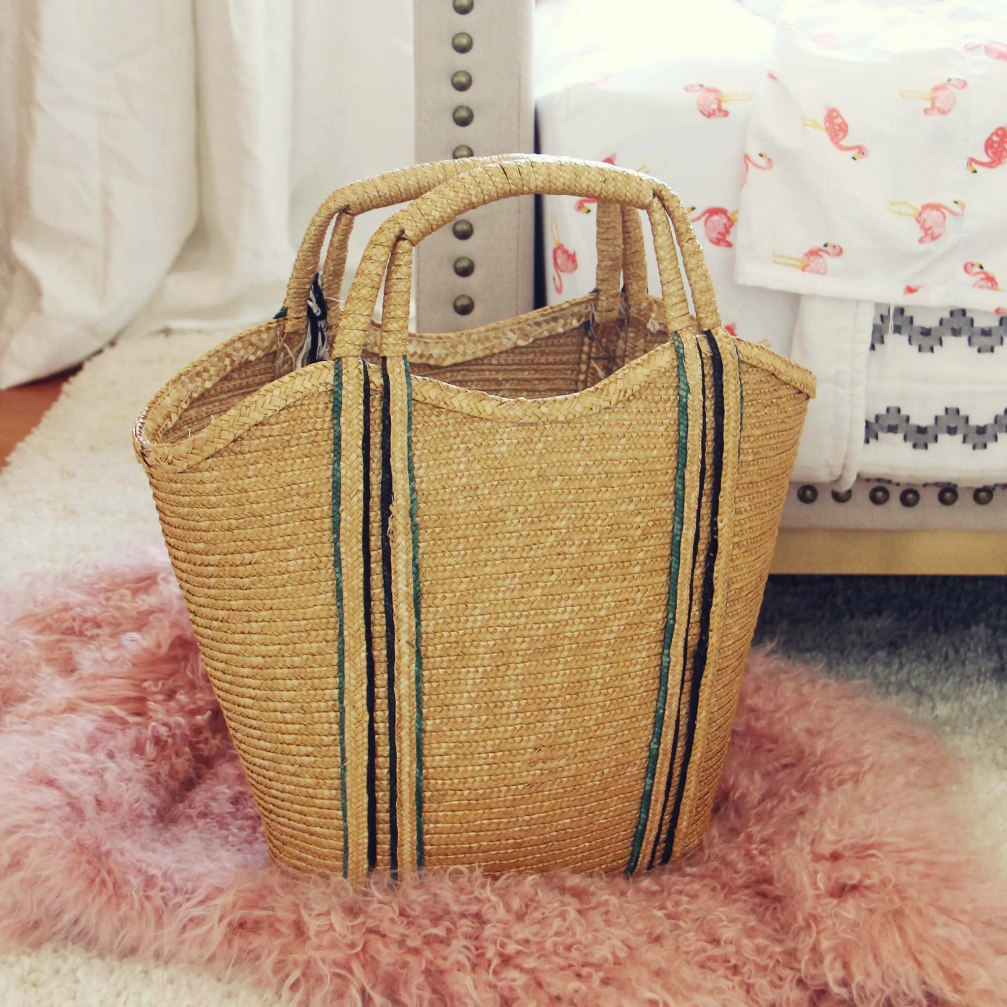 Vintage Floral Woven Tote