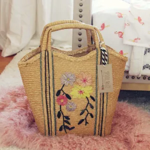 Vintage Floral Woven Tote