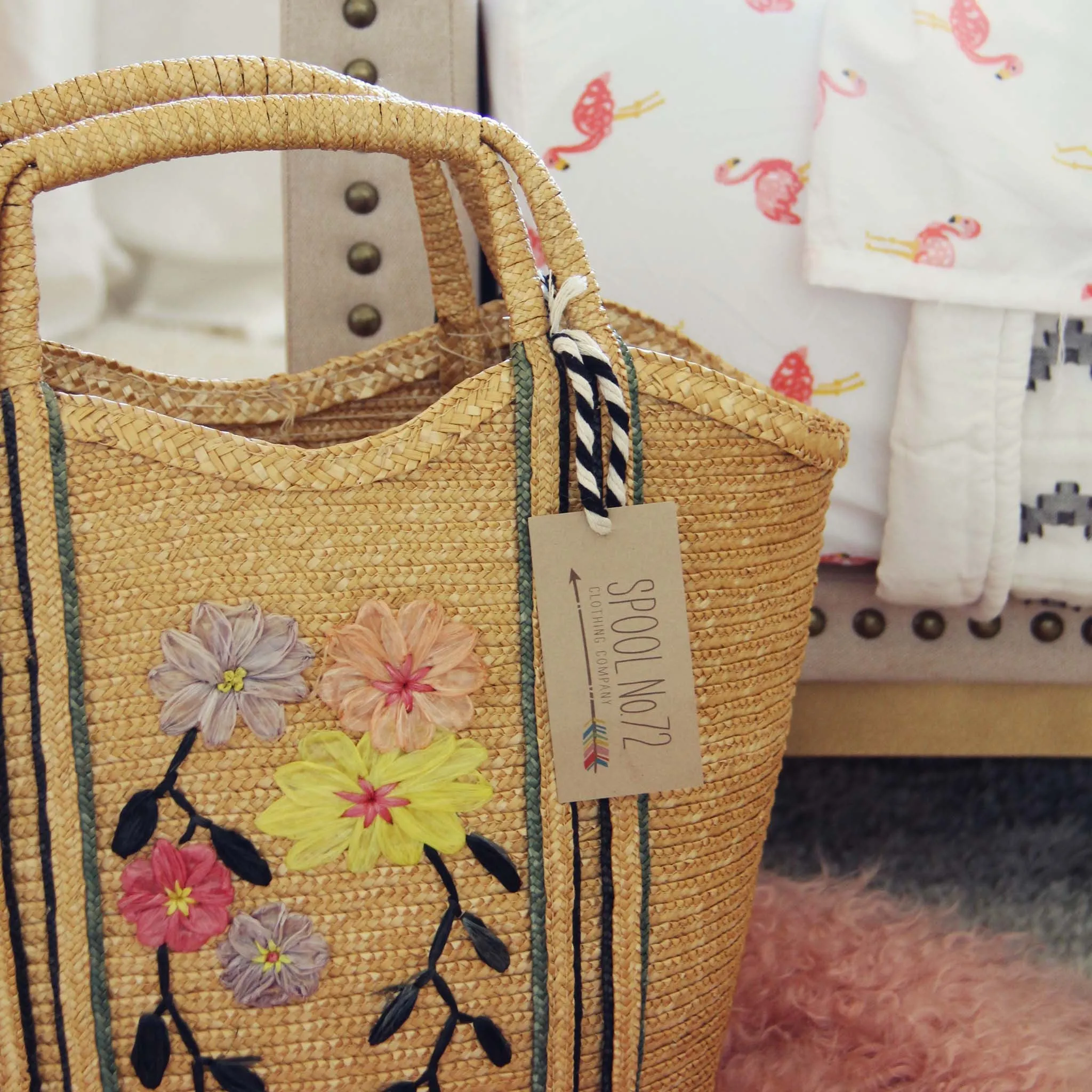 Vintage Floral Woven Tote