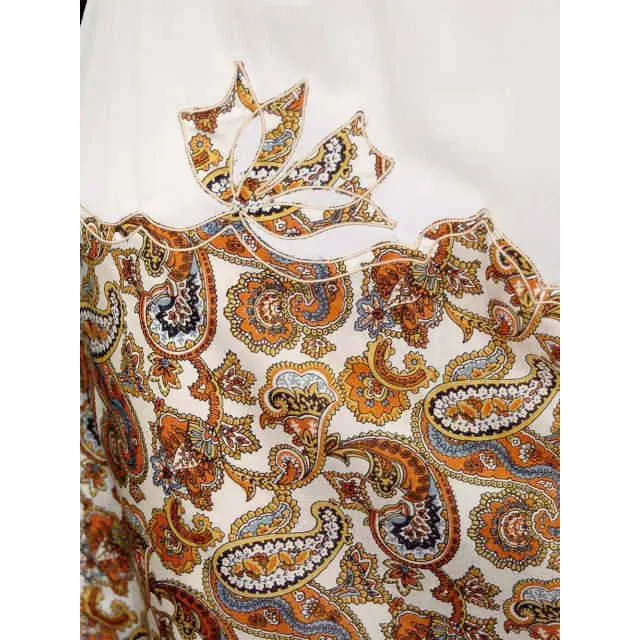 Vintage Half Slip Silk Paisley Appliqué Elizabeth Arden 1950S Small