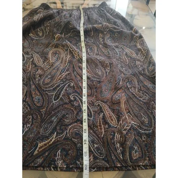 Vintage Liberty Plus All Wool Paisley Skirt elastic waist 1970's S/M