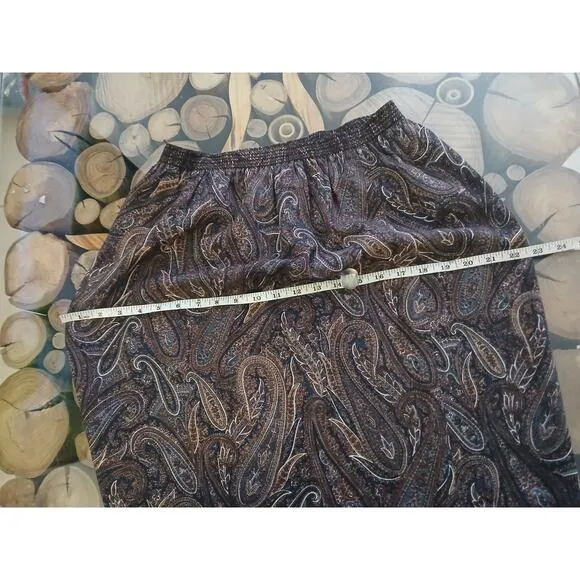 Vintage Liberty Plus All Wool Paisley Skirt elastic waist 1970's S/M