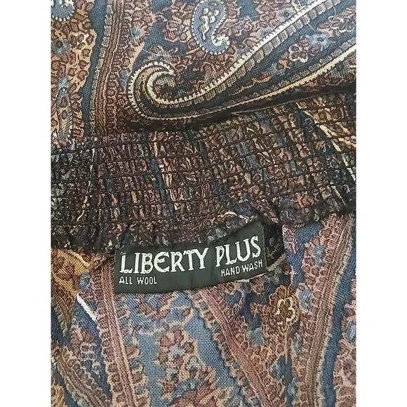 Vintage Liberty Plus All Wool Paisley Skirt elastic waist 1970's S/M