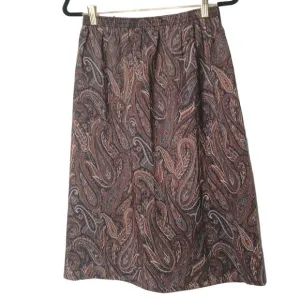 Vintage Liberty Plus All Wool Paisley Skirt elastic waist 1970's S/M