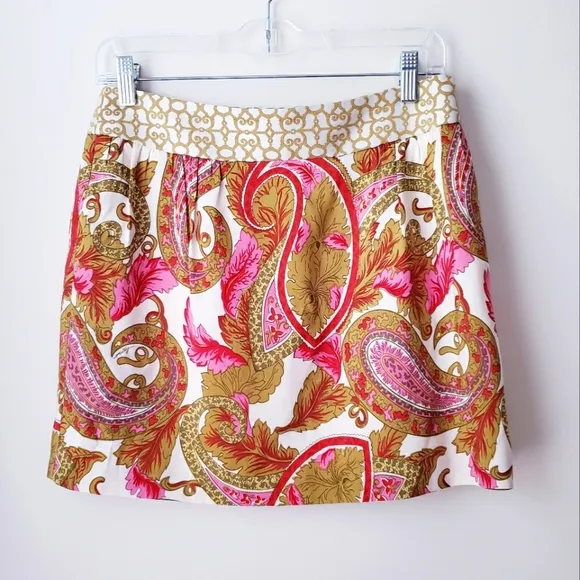 Vintage Milly Silk Paisley Print Skirt