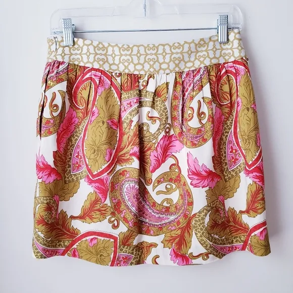 Vintage Milly Silk Paisley Print Skirt