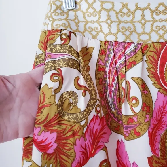 Vintage Milly Silk Paisley Print Skirt
