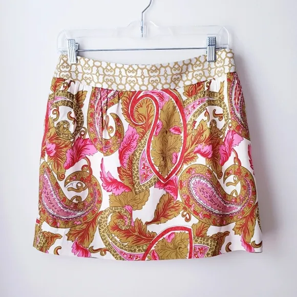 Vintage Milly Silk Paisley Print Skirt