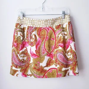 Vintage Milly Silk Paisley Print Skirt