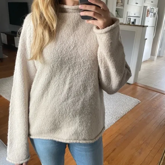 Vintage Northern Reflections cream off white turtleneck wool blend cozy sweater