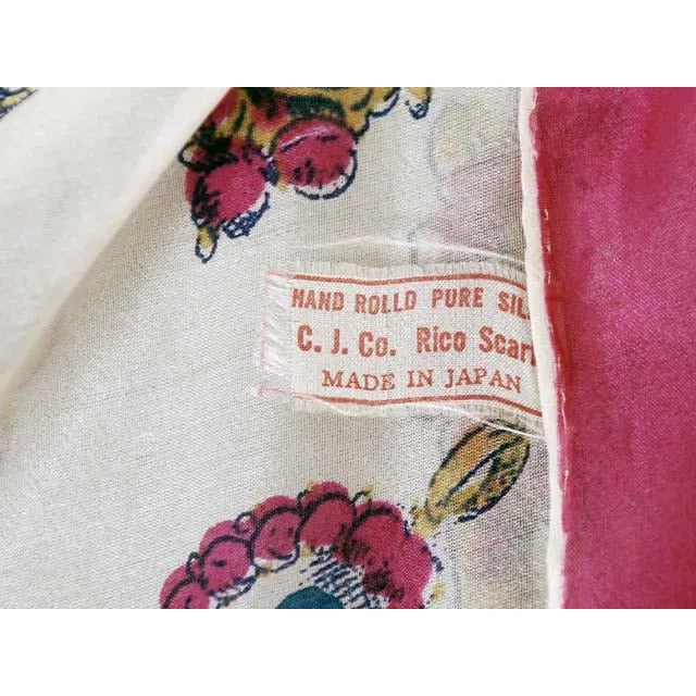 Vintage Silk Scarf C.J. CO. Rico Scarf Japan Vintage Jewelry Motif 1940s