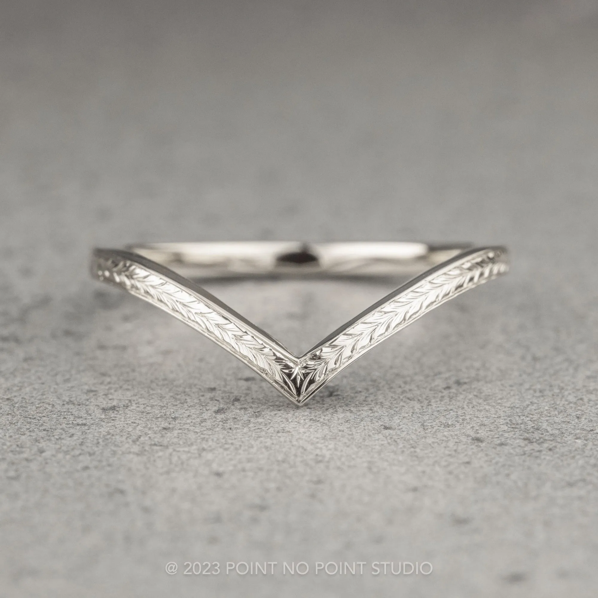 Vintage Vivian Wedding Band, 14k White Gold