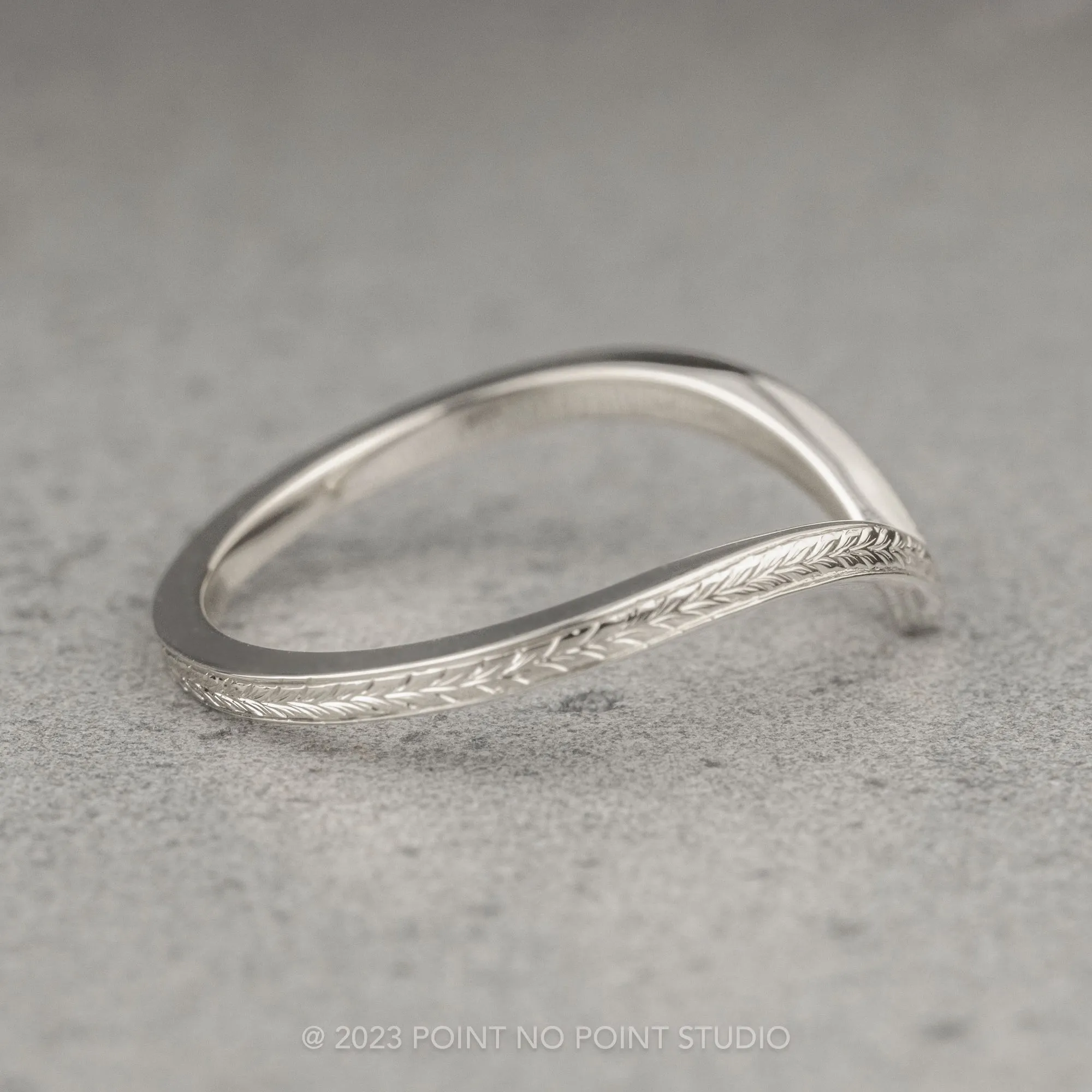 Vintage Vivian Wedding Band, 14k White Gold