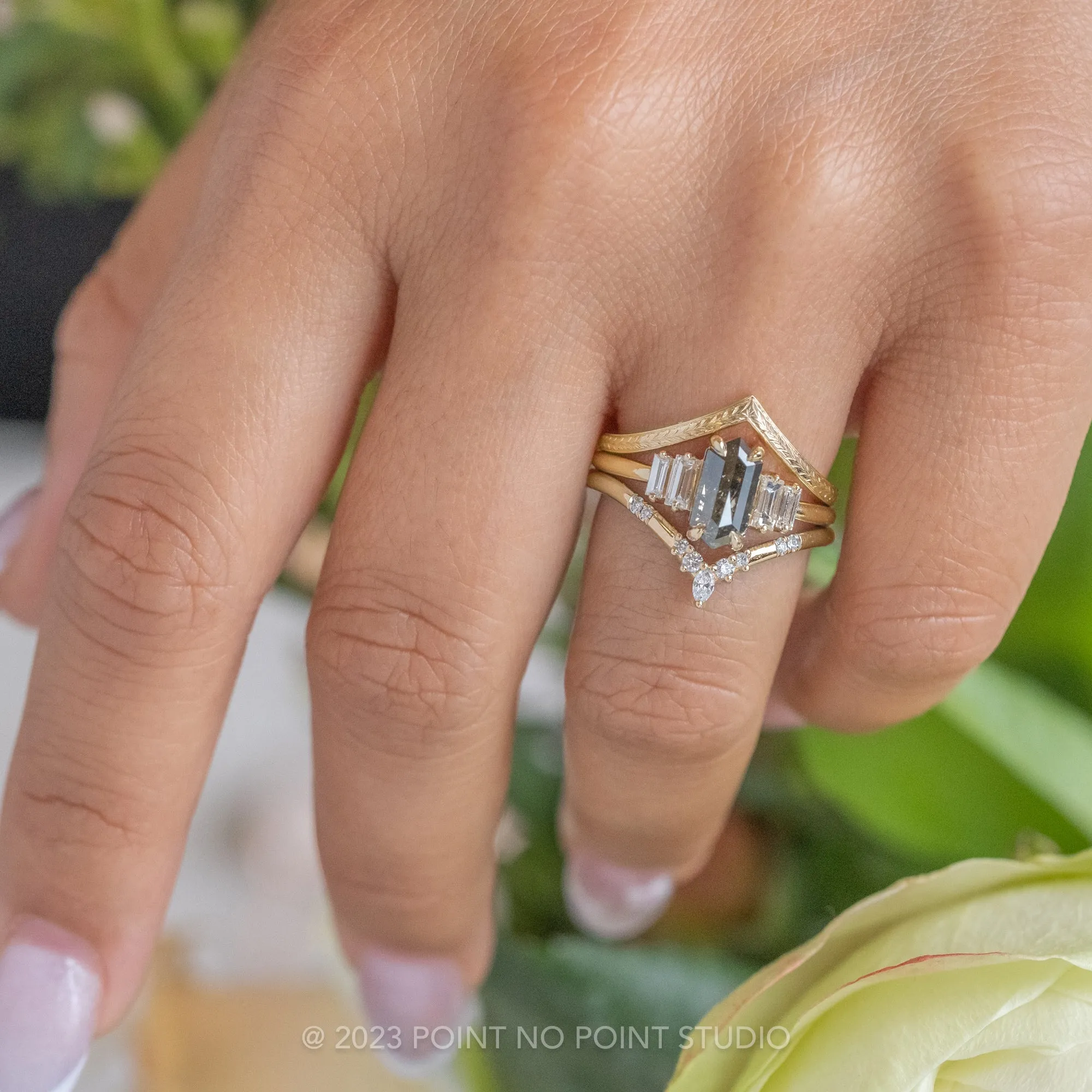 Vintage Vivian Wedding Band, 14k Yellow Gold