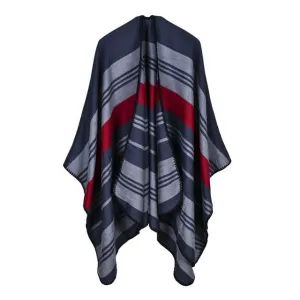 Vintage Women's Striped Winter Poncho Scarf - 5 Colors