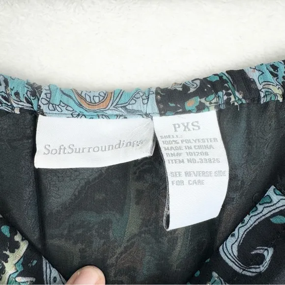 Vintage Y2K 90's Whimsigoth Fairy Asymmetric Hem Paisley Midi Skirt Teal Sz PXS