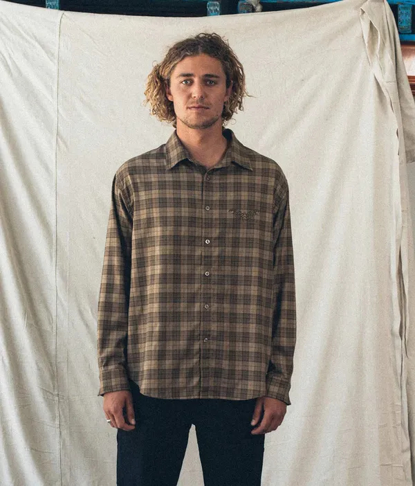 VIVIAN LS CHECK SHIRT - CHOCOLATE