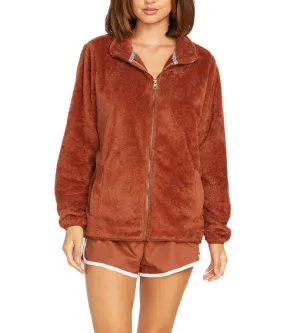 Volcom Women's Pheelin Phuzzy Zip Dark Coral