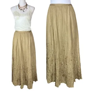 Vtg 90s 100% Silk Gold Sequin Chico’s Maxi Skirt. Sz S 0. Fairy Grunge Festival