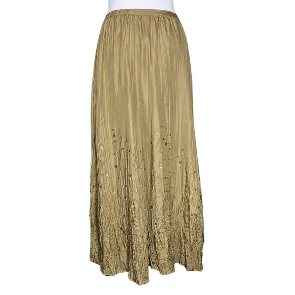 Vtg 90s 100% Silk Gold Sequin Chico’s Maxi Skirt. Sz S 0. Fairy Grunge Festival