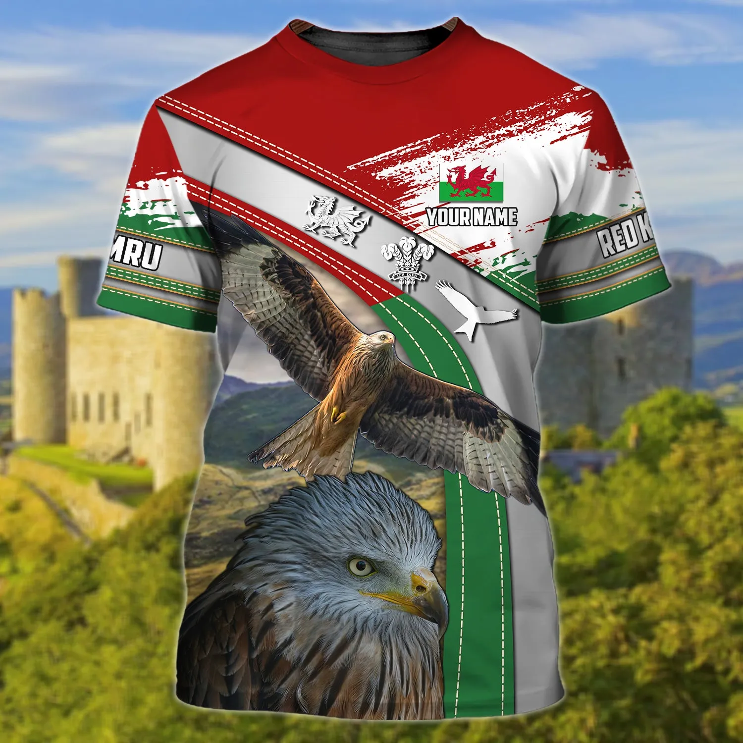 Wales - Red Kite - Personalized Name 3D Zipper Hoodie