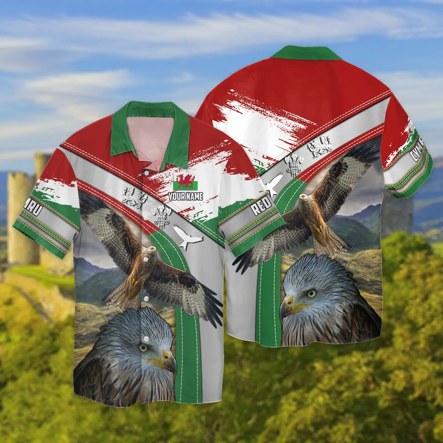 Wales - Red Kite - Personalized Name 3D Zipper Hoodie