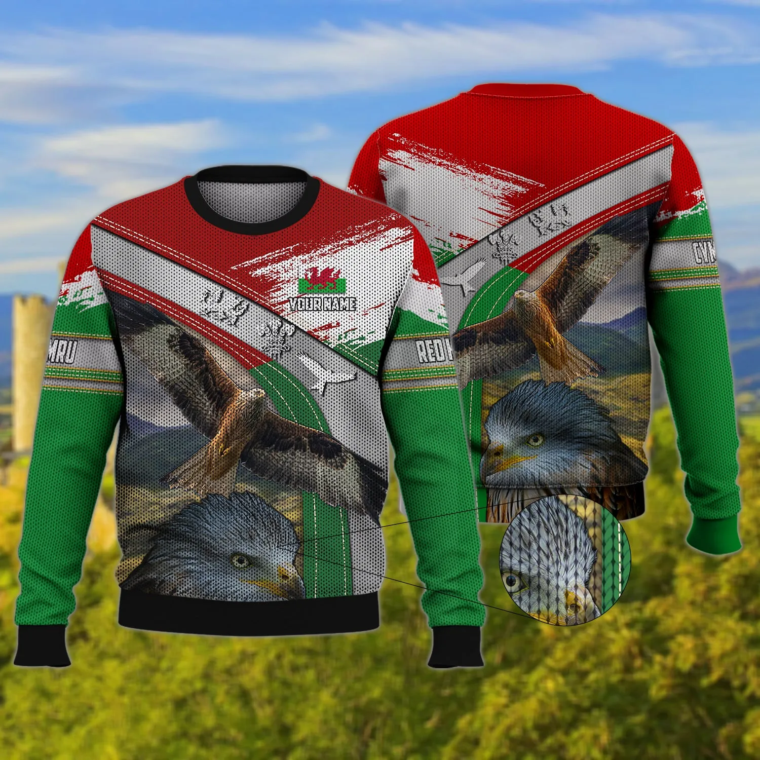 Wales - Red Kite - Personalized Name 3D Zipper Hoodie