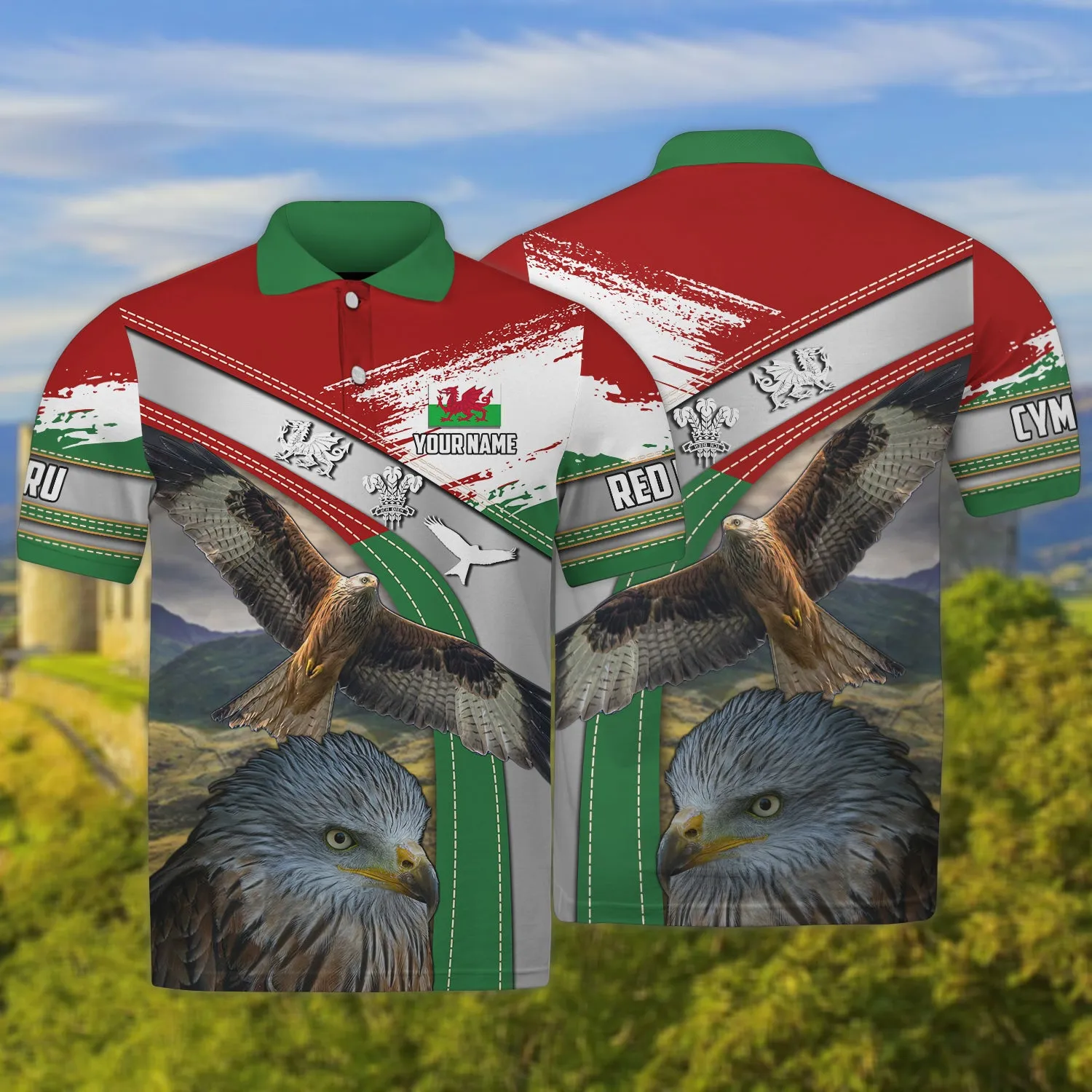 Wales - Red Kite - Personalized Name 3D Zipper Hoodie