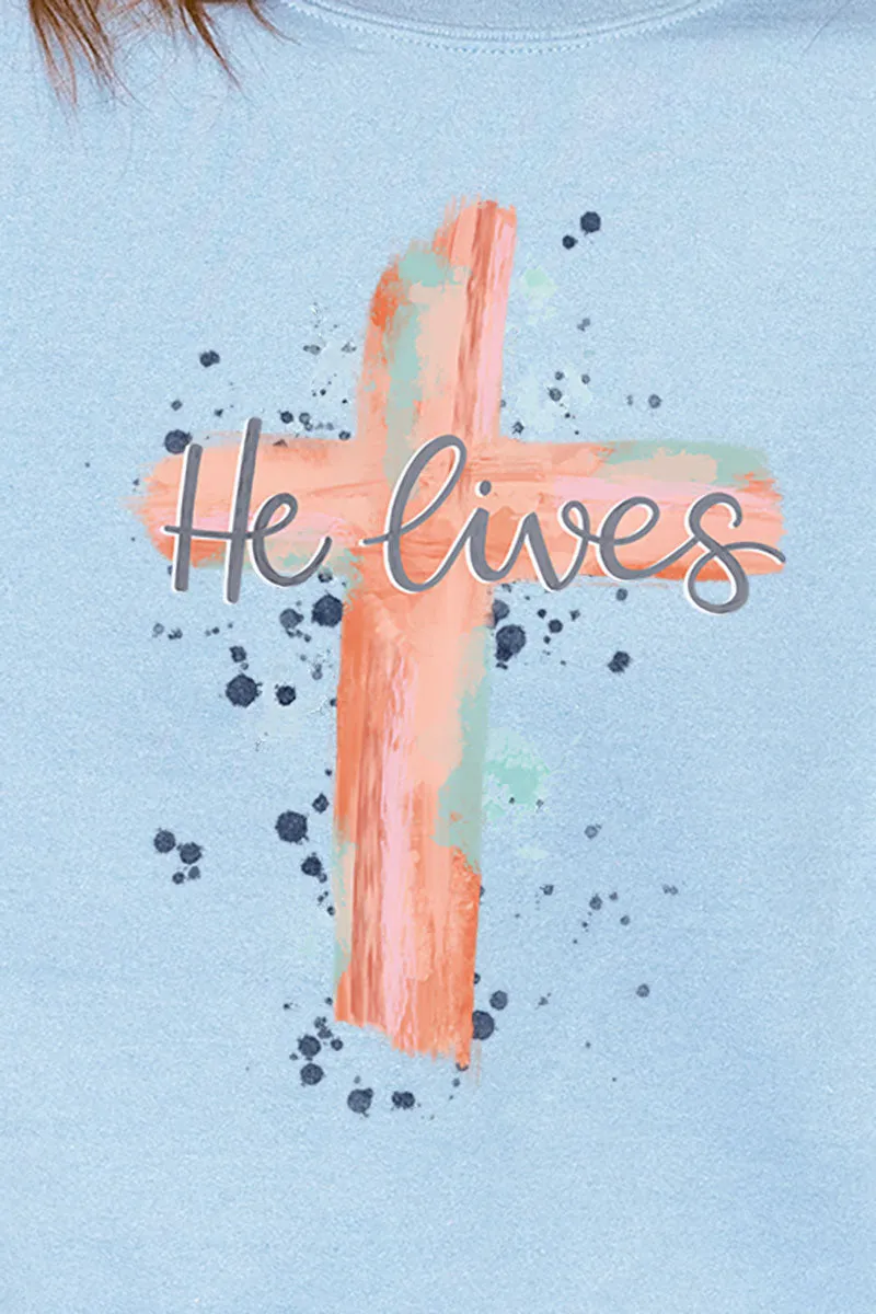 Watercolor He Lives Unisex NuBlend Crew Sweatshirt