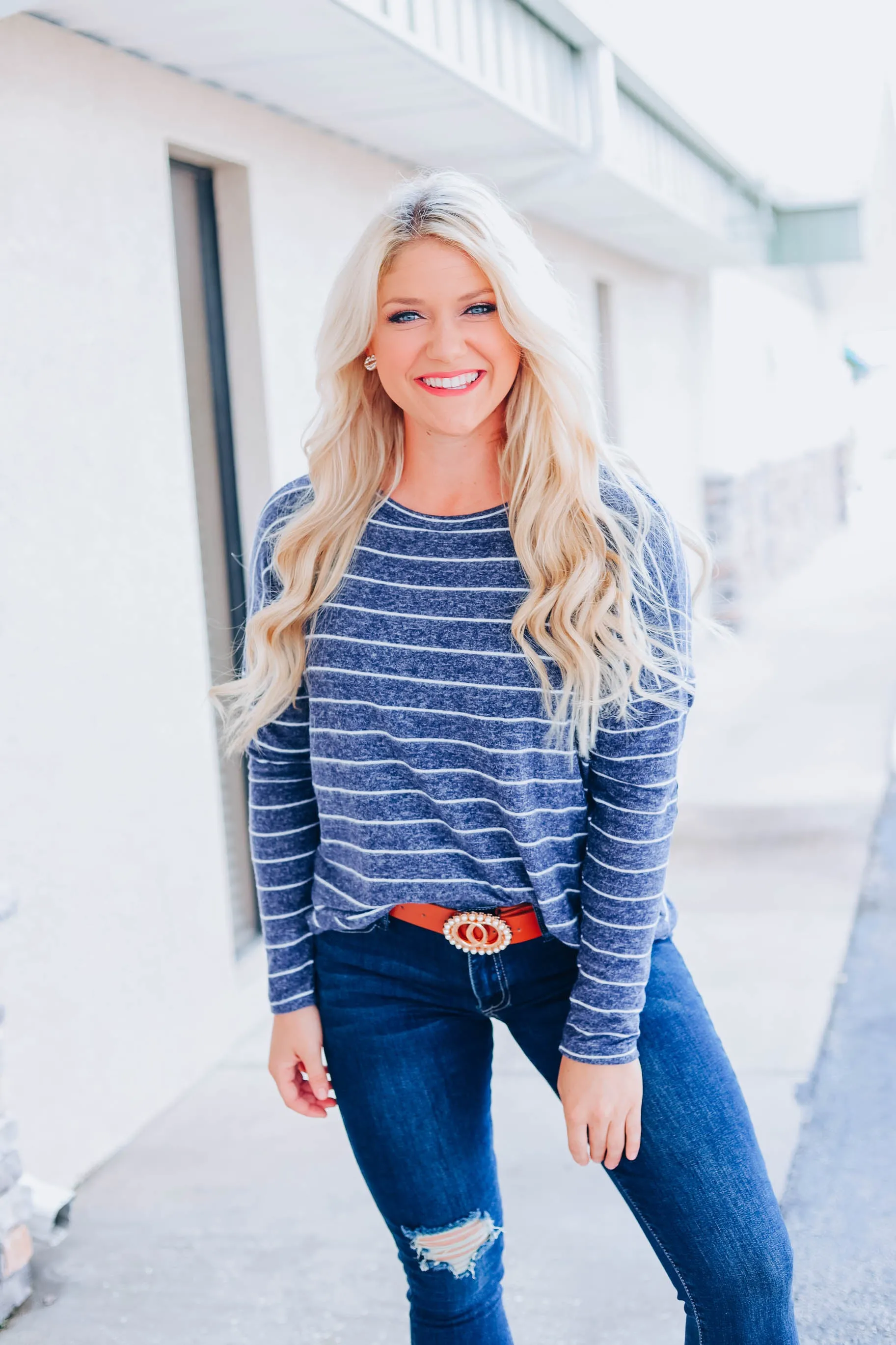 What You Need Striped Top - Navy