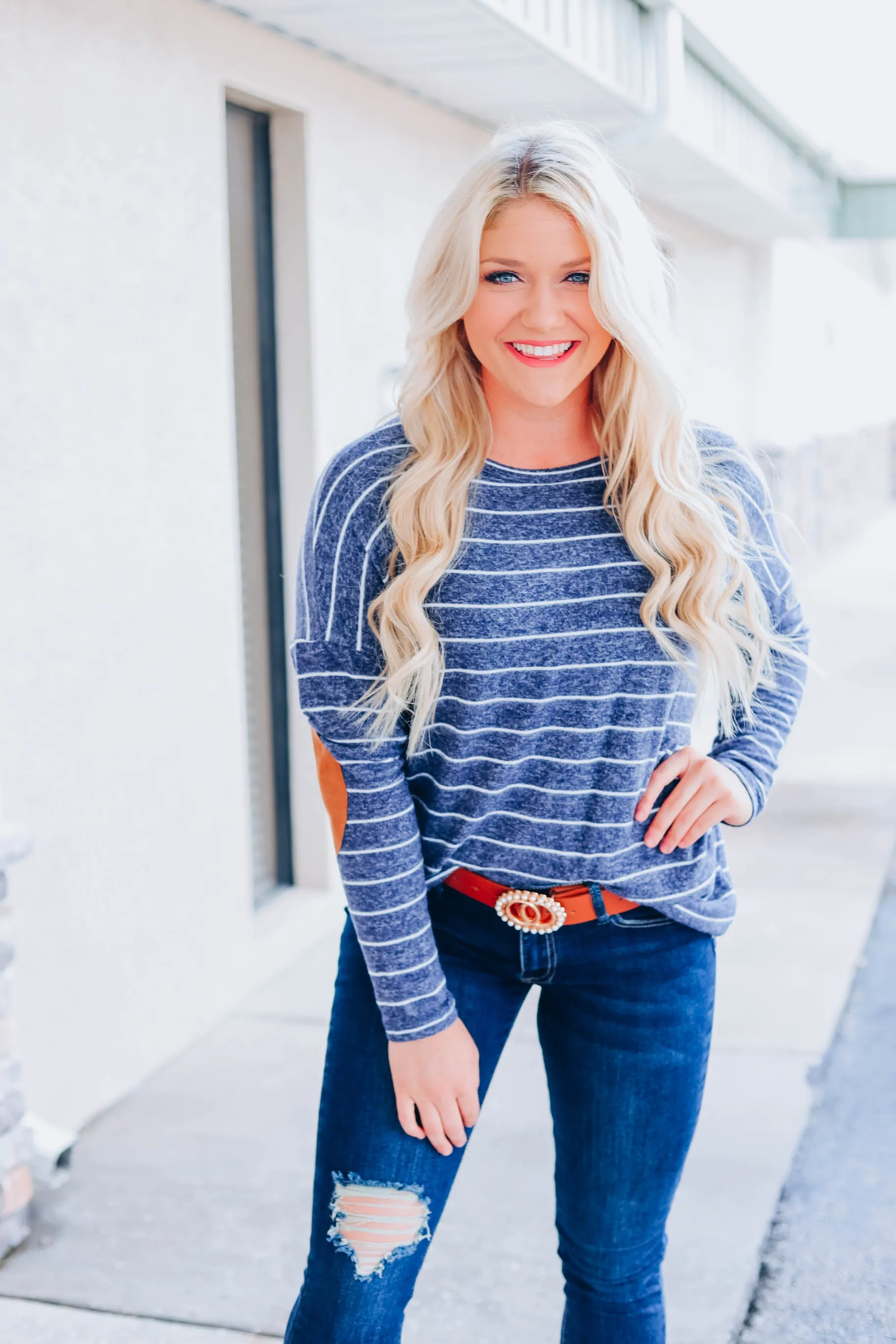 What You Need Striped Top - Navy