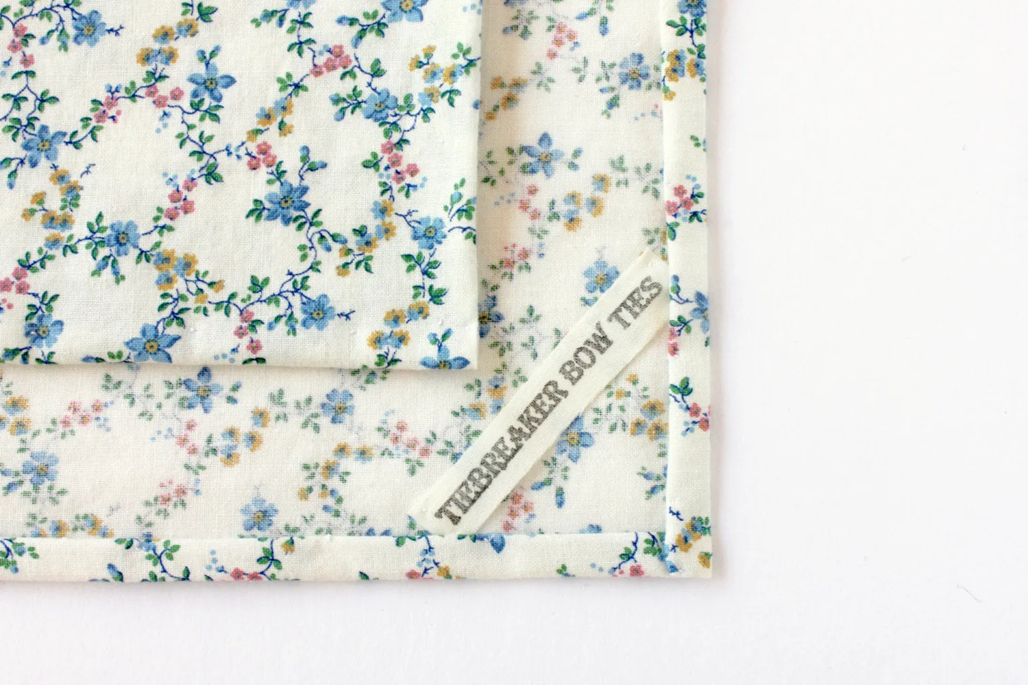 White, Blue, & Pink Floral Pocket Square
