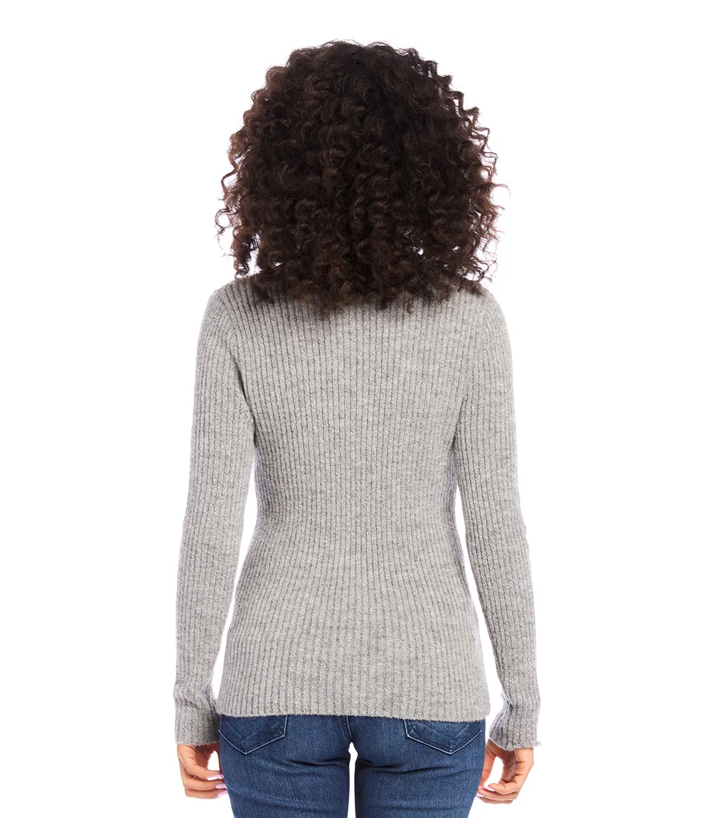 Wide Ribbed Crewneck Sweater