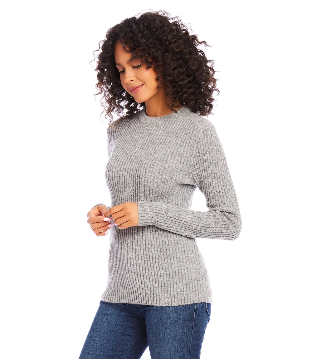 Wide Ribbed Crewneck Sweater