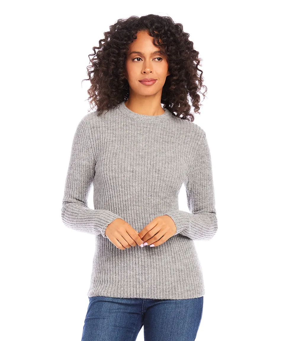 Wide Ribbed Crewneck Sweater