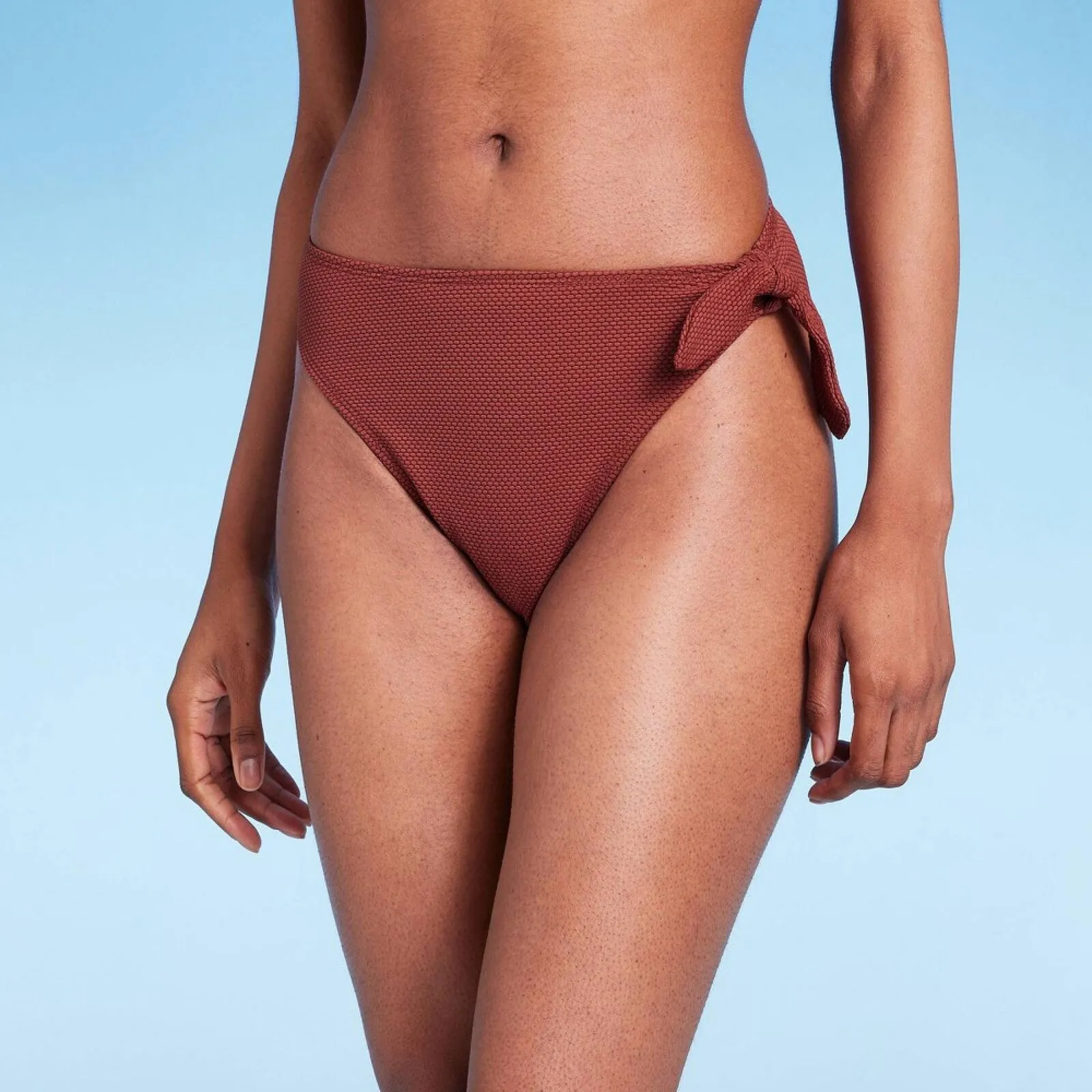 Wild Fable Pique Textured High Leg Cheeky High Waist Bikini Bottom PID-G84EPG
