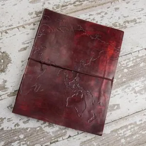 World Map Oversized Large Handmade Leather Journal