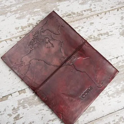 World Map Oversized Large Handmade Leather Journal