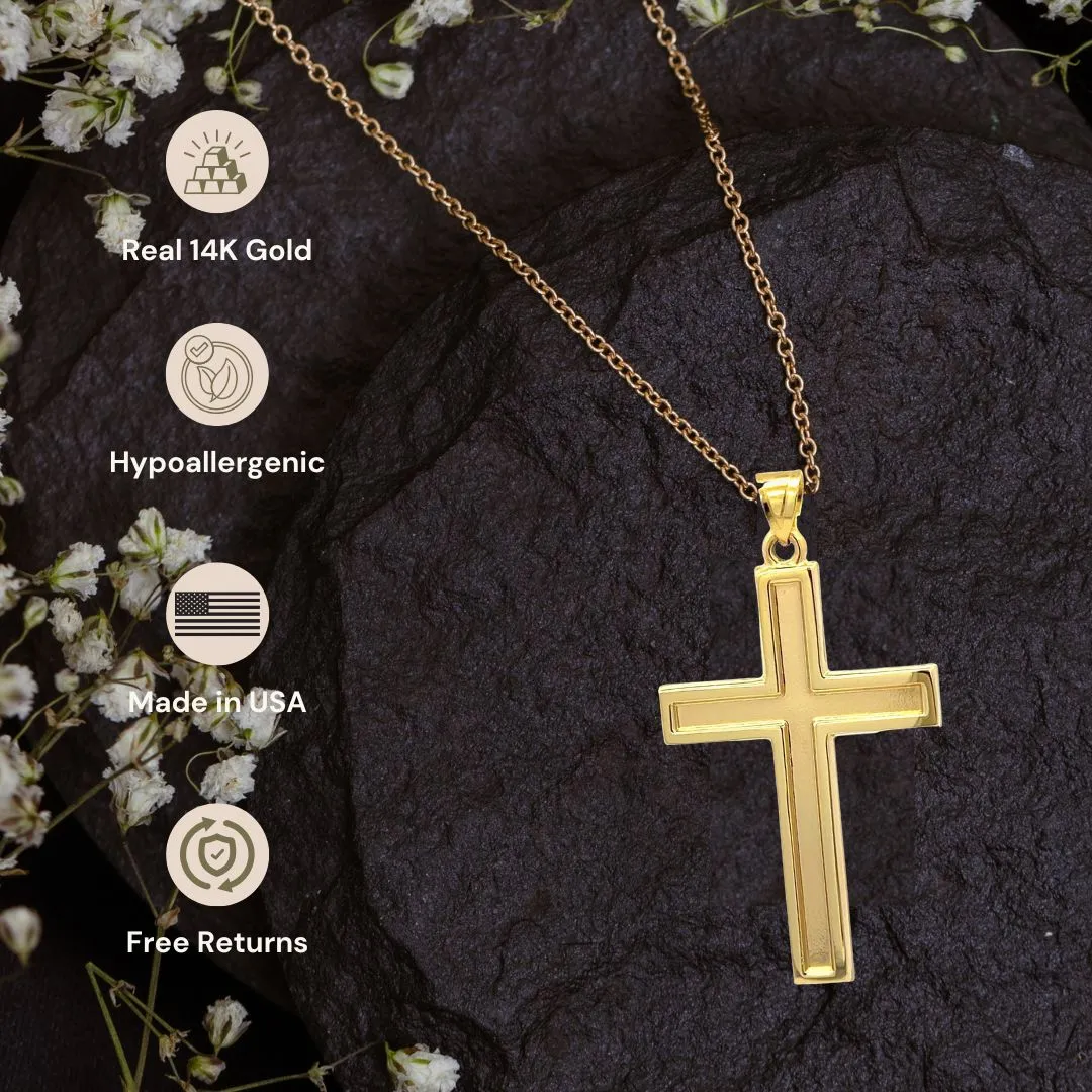 XXL 14K GOLD PLAIN POLISHED CROSS PENDANT