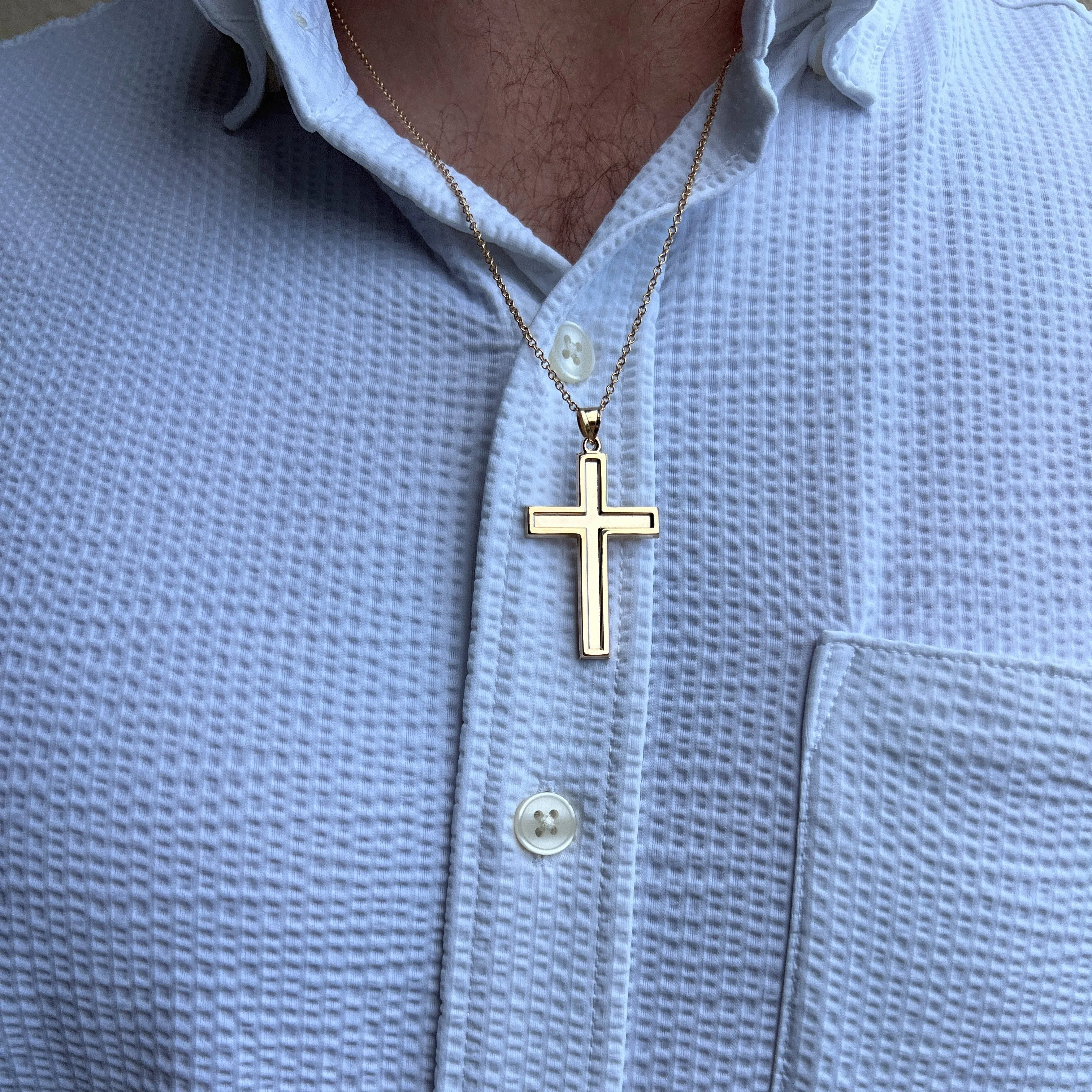 XXL 14K GOLD PLAIN POLISHED CROSS PENDANT