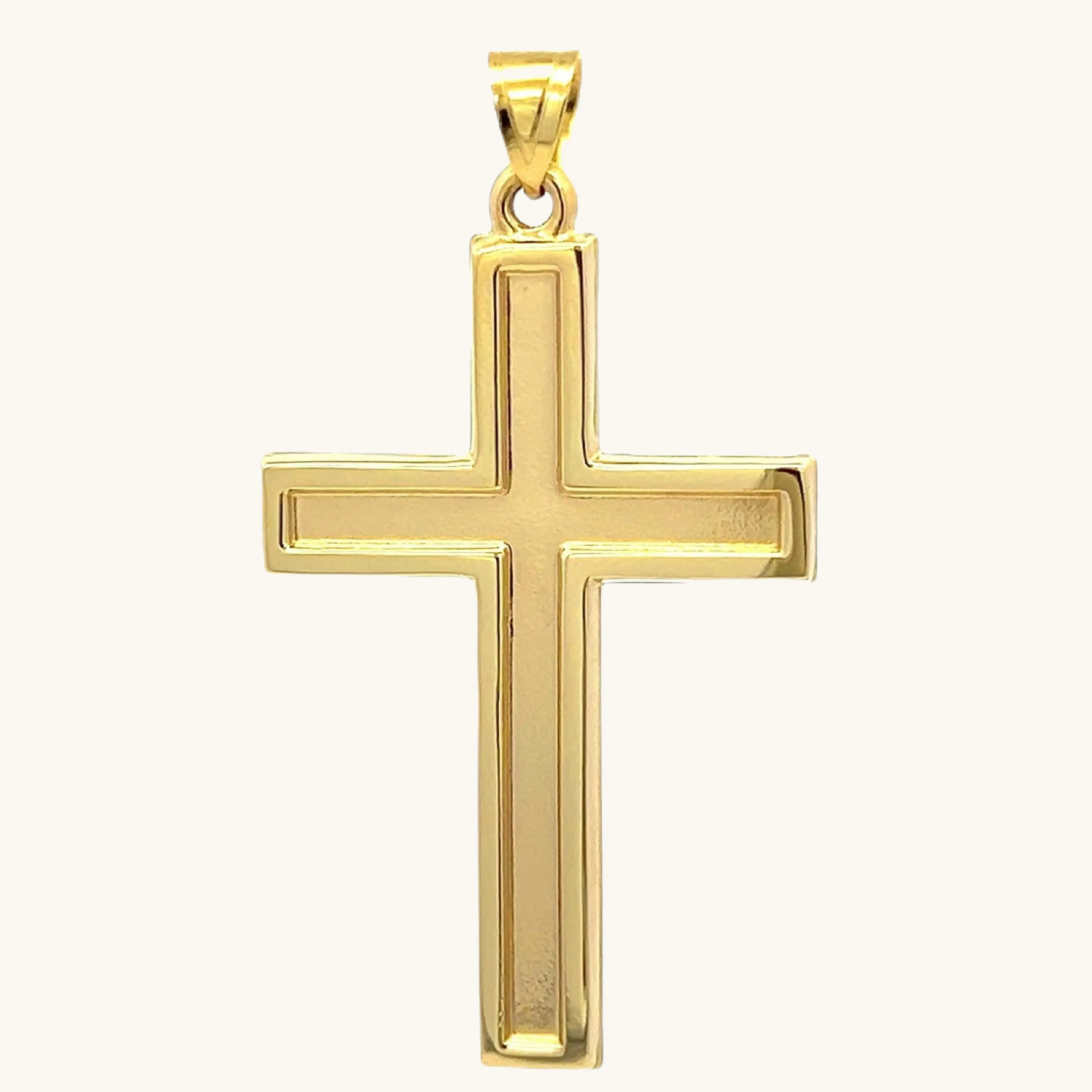 XXL 14K GOLD PLAIN POLISHED CROSS PENDANT