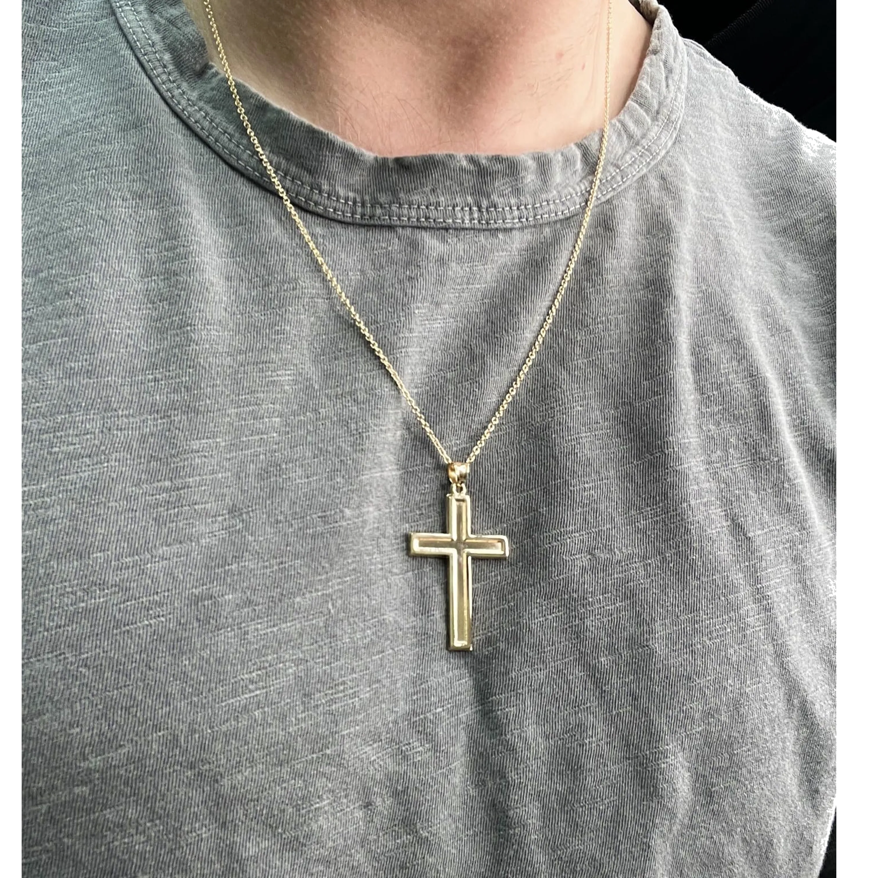 XXL 14K GOLD PLAIN POLISHED CROSS PENDANT
