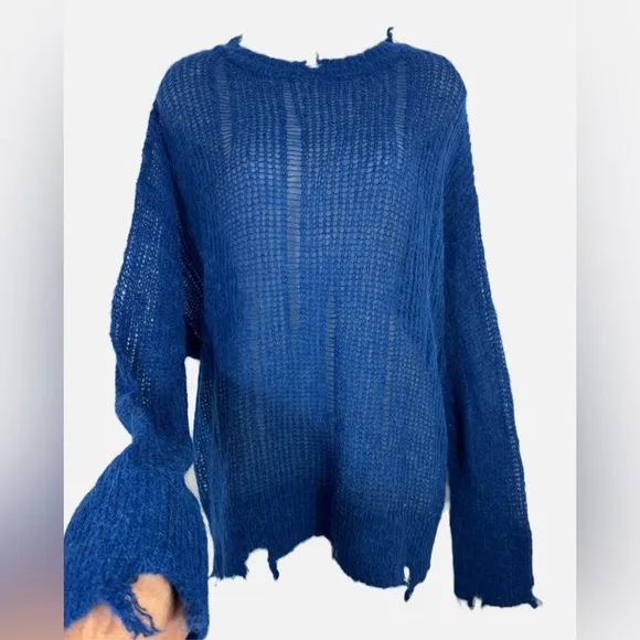 ZARA | Alpaca-Wool Blend Distressed Sweater NWT